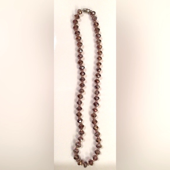Facetted Iridescent Dusty Purple Crystal Necklace with clasp - Picture 2 of 3